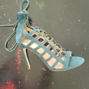 Pine Green Caged Lace Up Heel